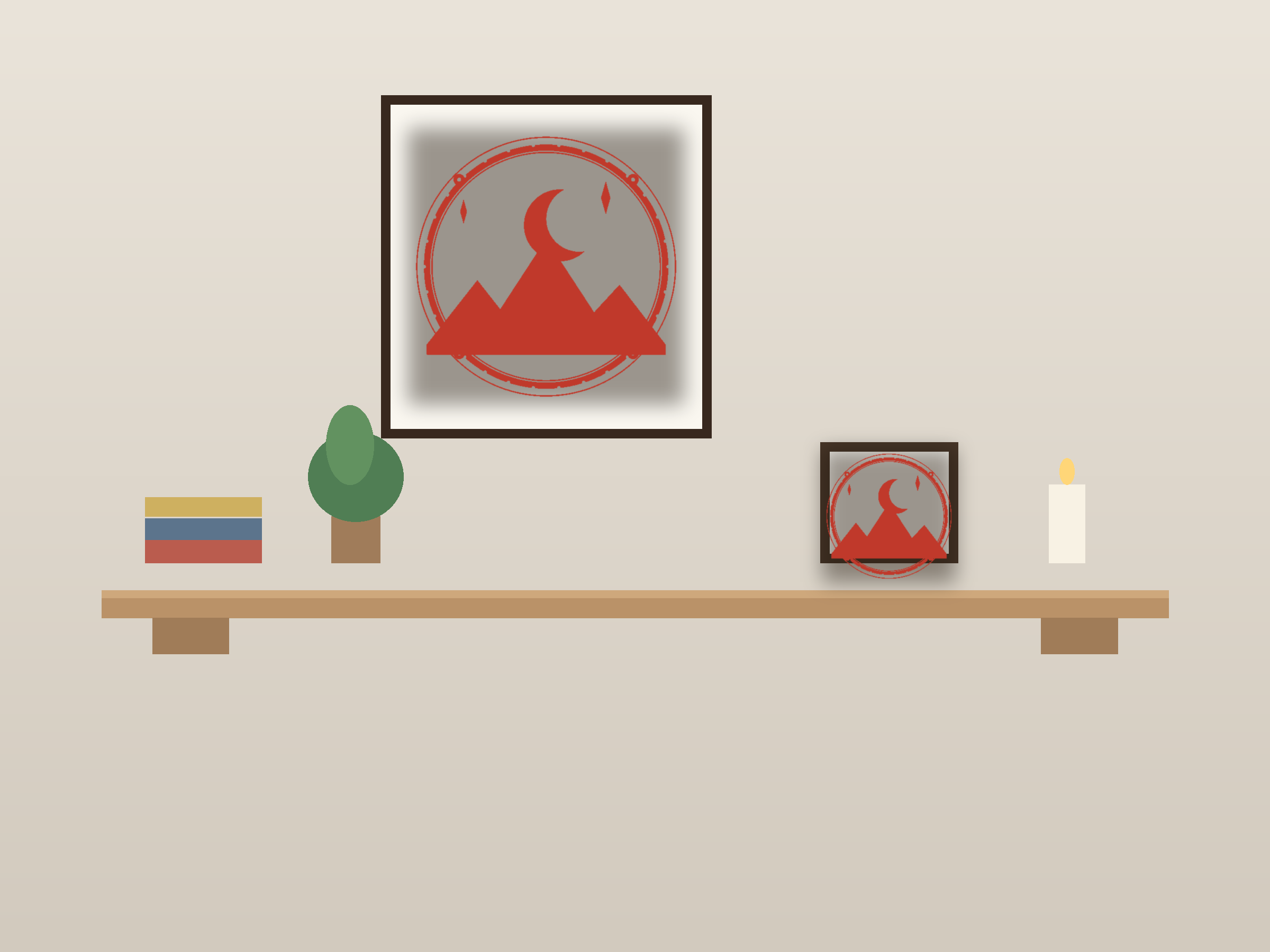 Mountain Moonlight Window Roundel Paper Cut - Free SVG + PDF Pack - on a desk