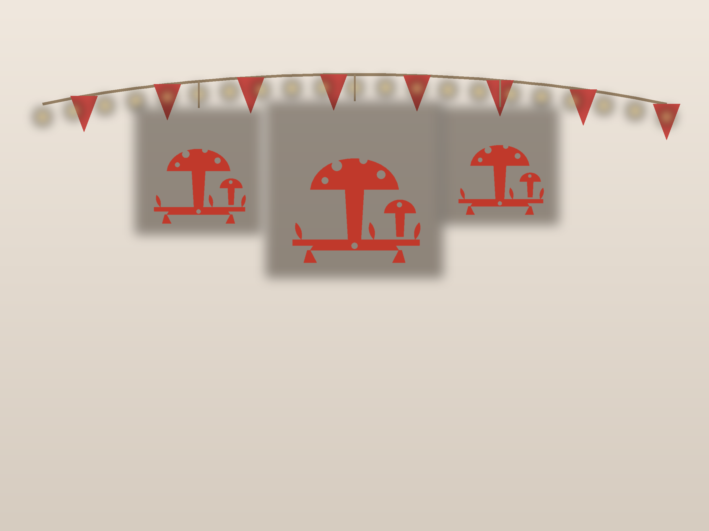Mushroom Banner Paper Cut - Free SVG + PDF Pack - on a desk