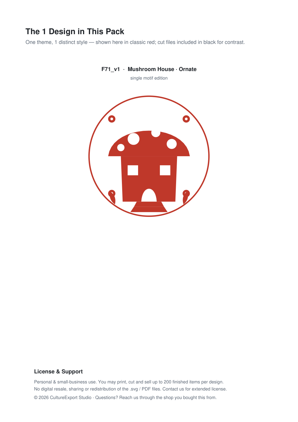 Mushroom House Ornate Paper Cut Panel - Free SVG + PDF Pack - design