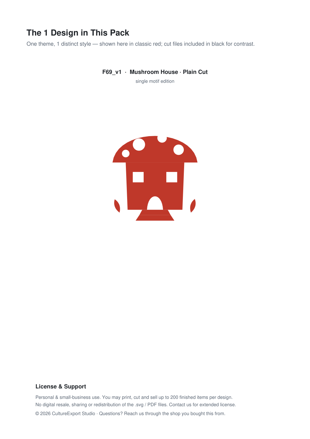 Mushroom House Paper Cut Template - Free SVG + PDF Pack - design
