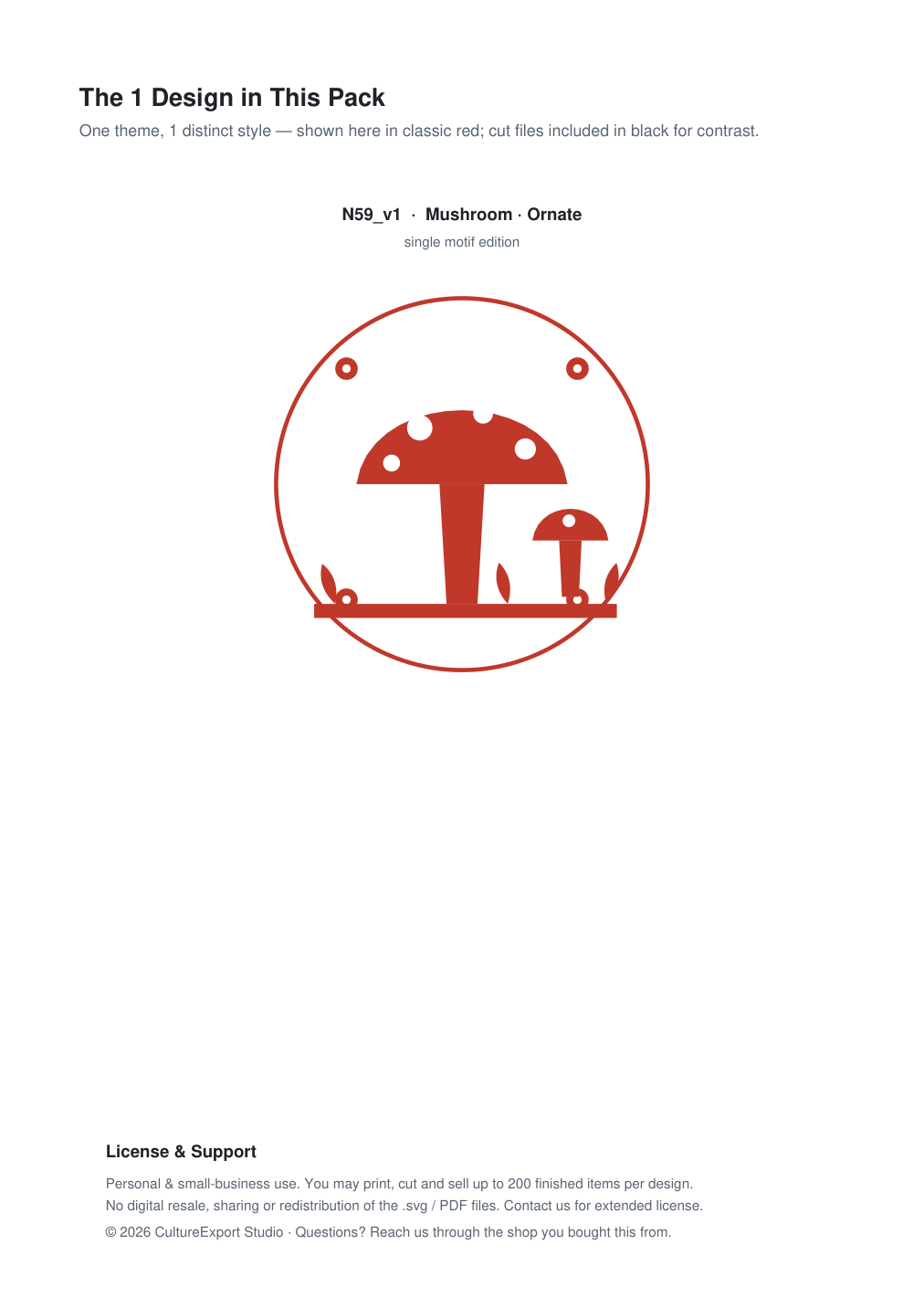 Mushroom Ornate Paper Cut Panel - Free SVG + PDF Pack - design