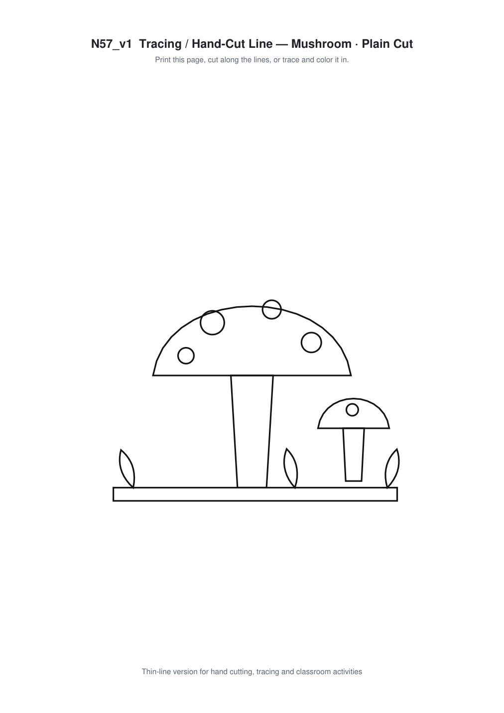 Mushroom Paper Cut Template - Free SVG + PDF Pack - line art
