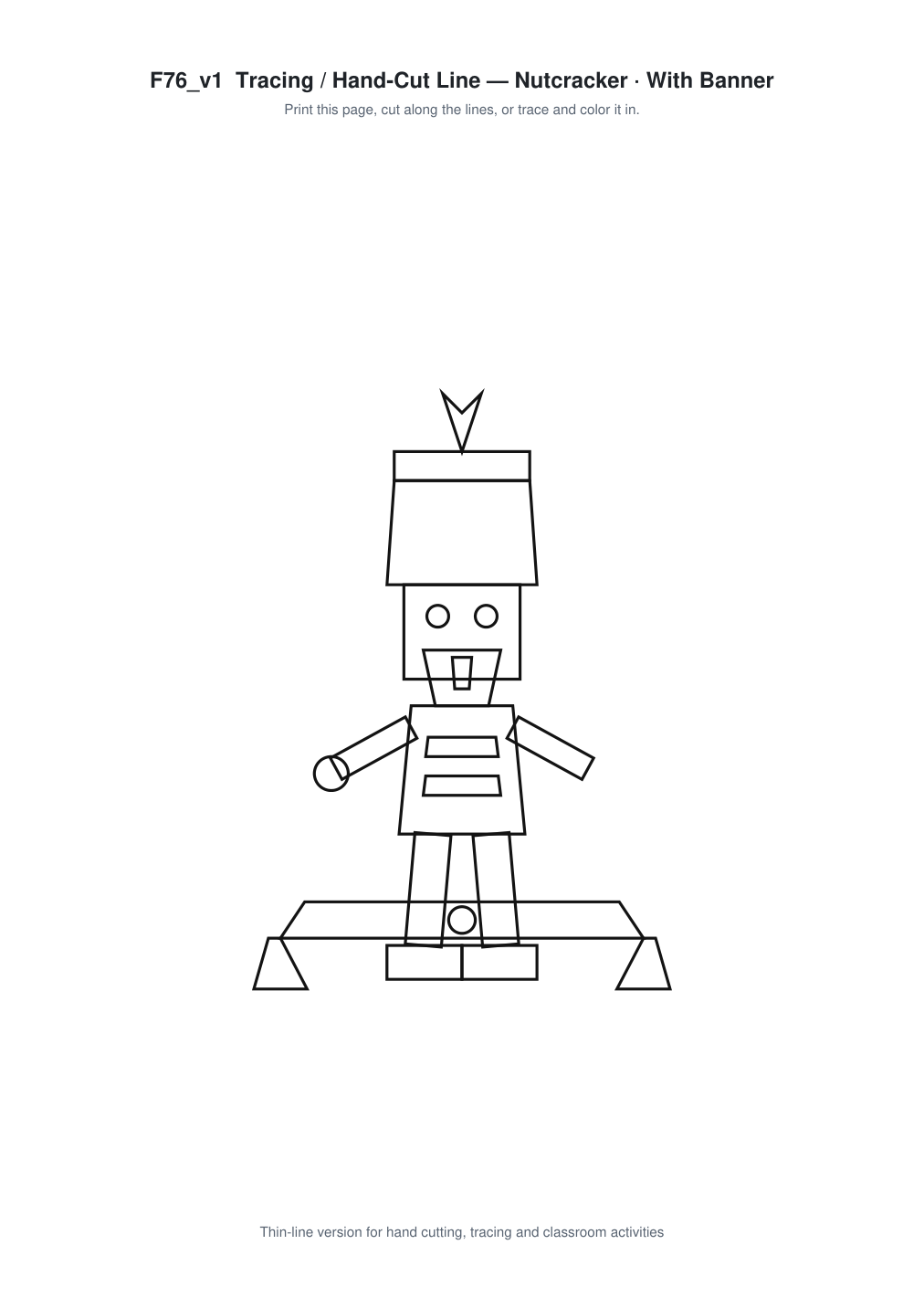 Nutcracker Banner Paper Cut - Free SVG + PDF Pack - line art