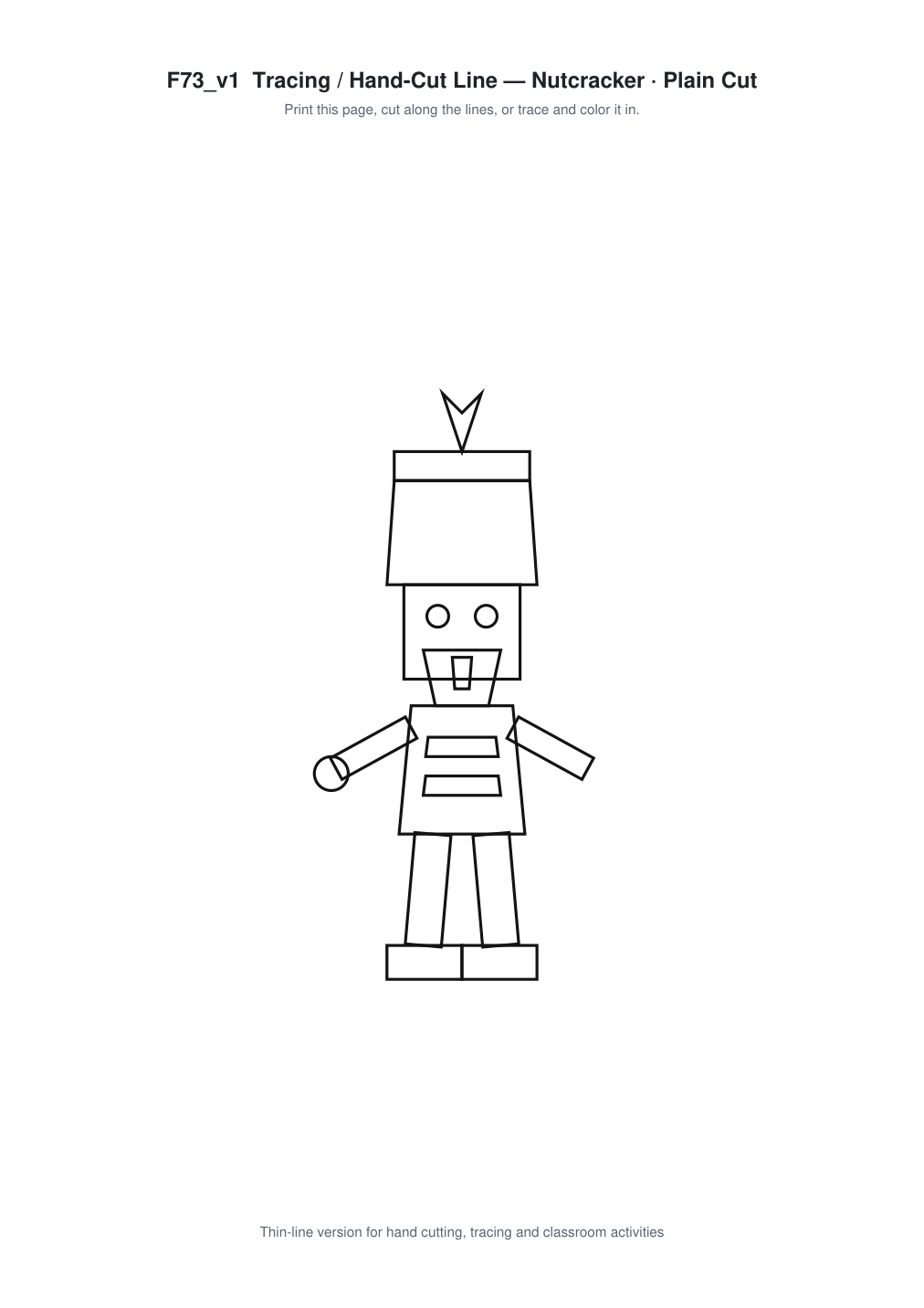 Nutcracker Paper Cut Template - Free SVG + PDF Pack - line art