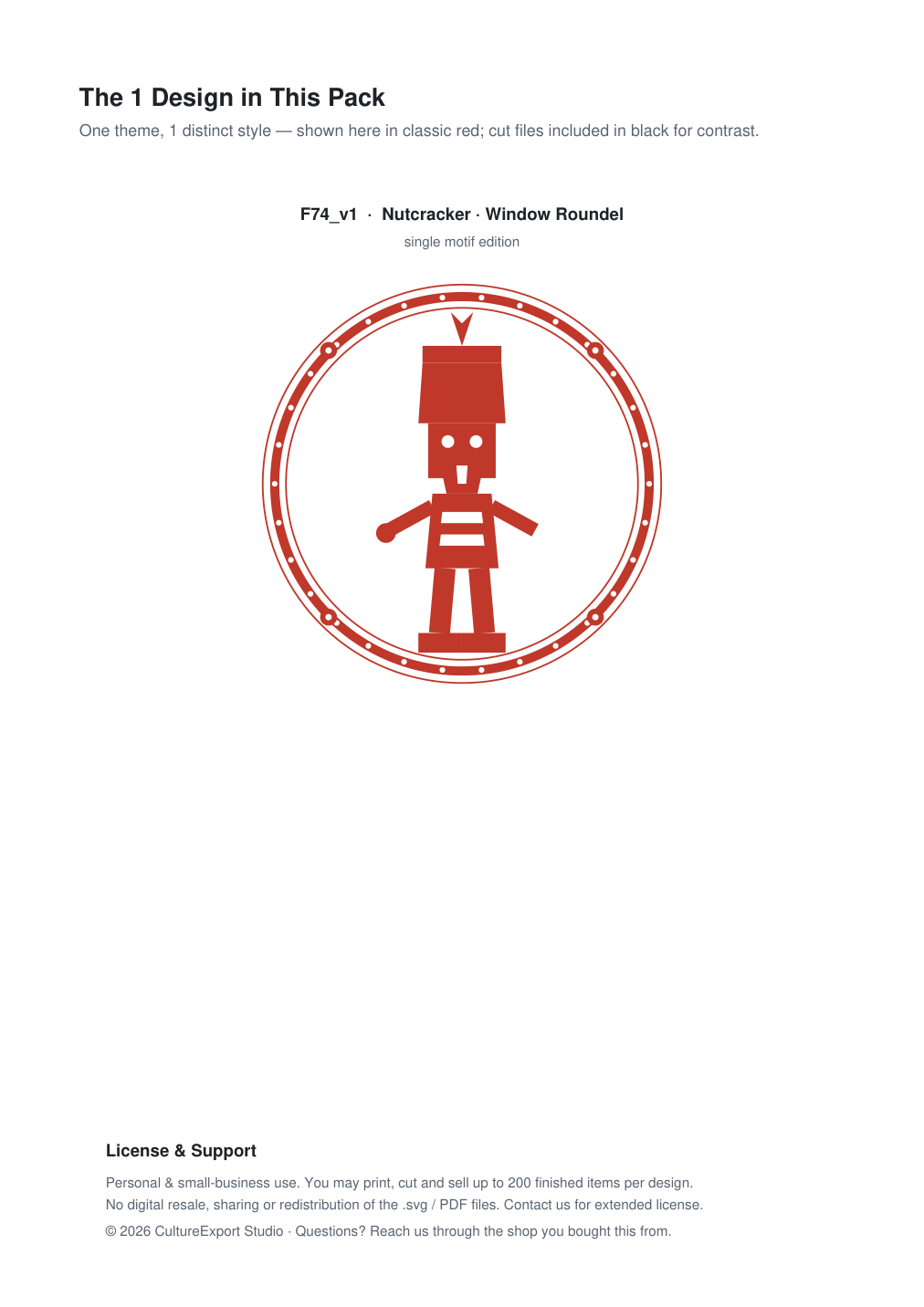 Nutcracker Window Roundel Paper Cut - Free SVG + PDF Pack - design