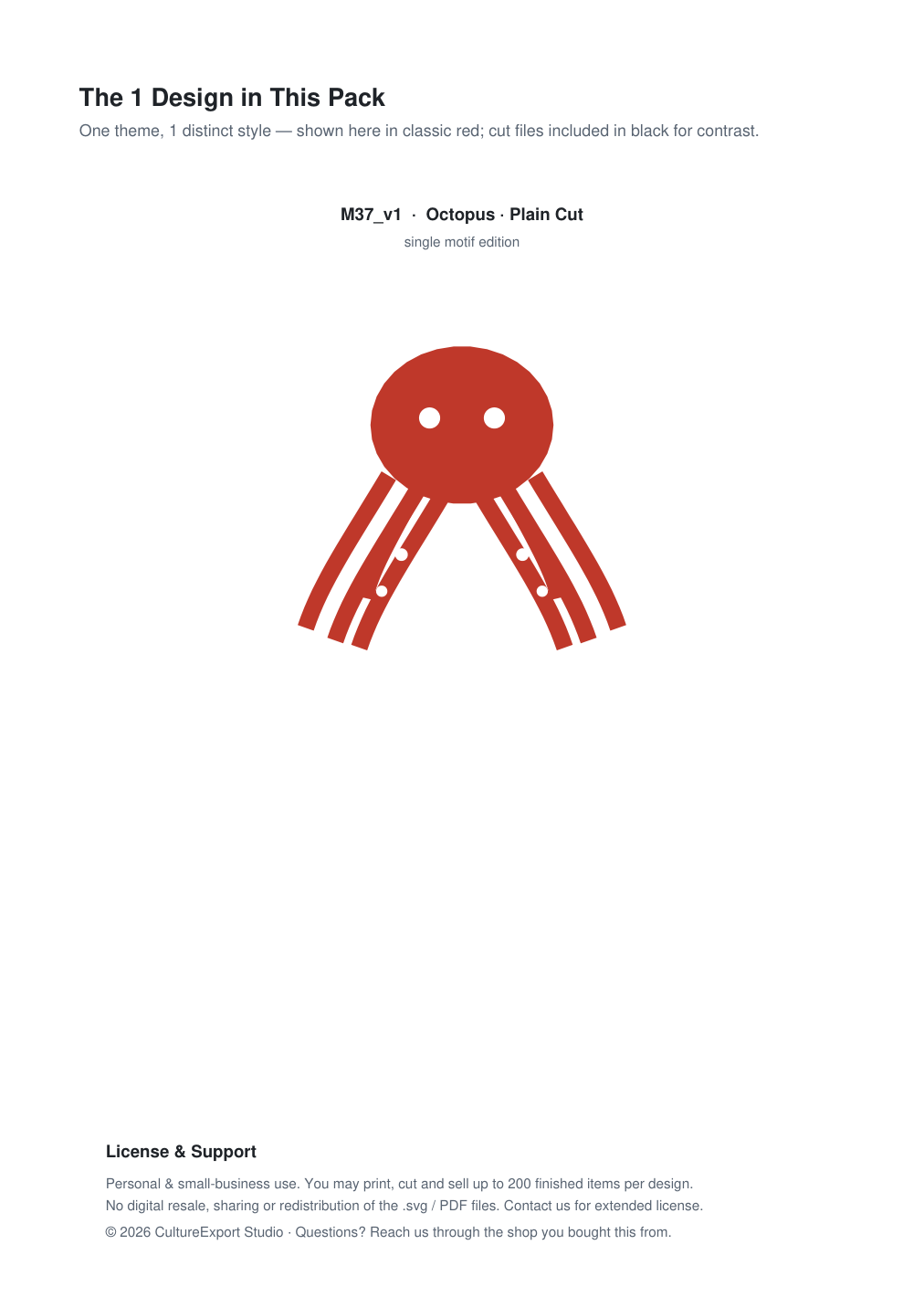 Octopus Paper Cut Template - Free SVG + PDF Pack - design