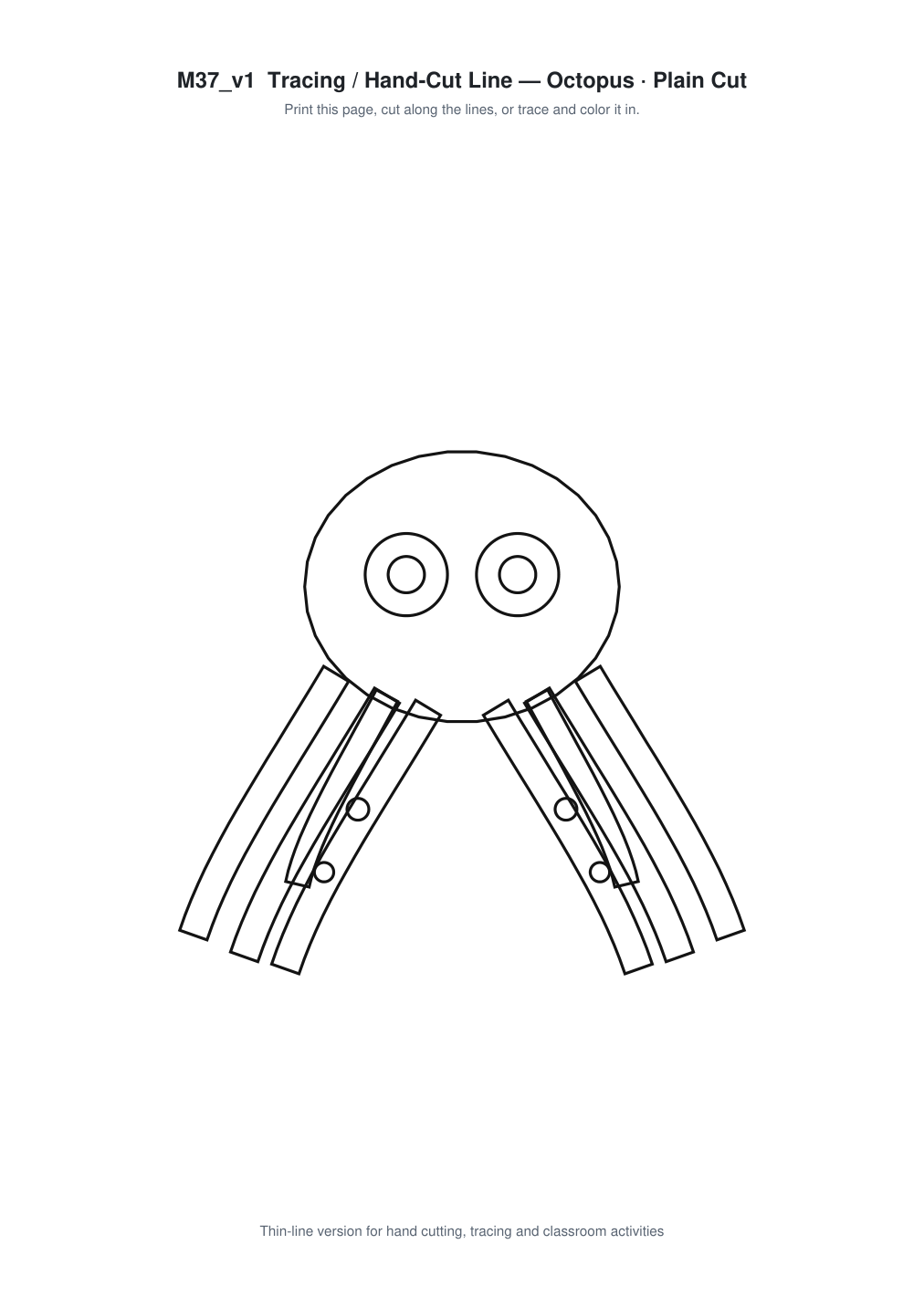 Octopus Paper Cut Template - Free SVG + PDF Pack - line art