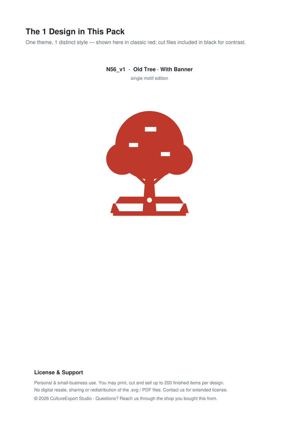 Old Tree Banner Paper Cut - Free SVG + PDF Pack - design