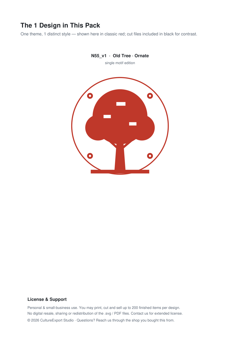 Old Tree Ornate Paper Cut Panel - Free SVG + PDF Pack - design