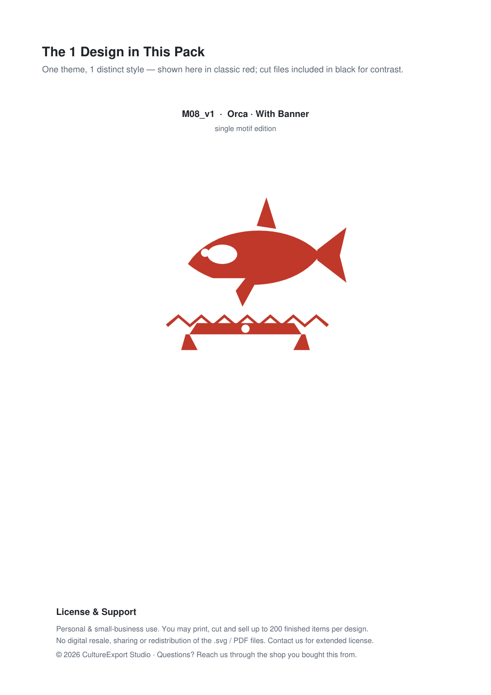 Orca Banner Paper Cut - Free SVG + PDF Pack - design
