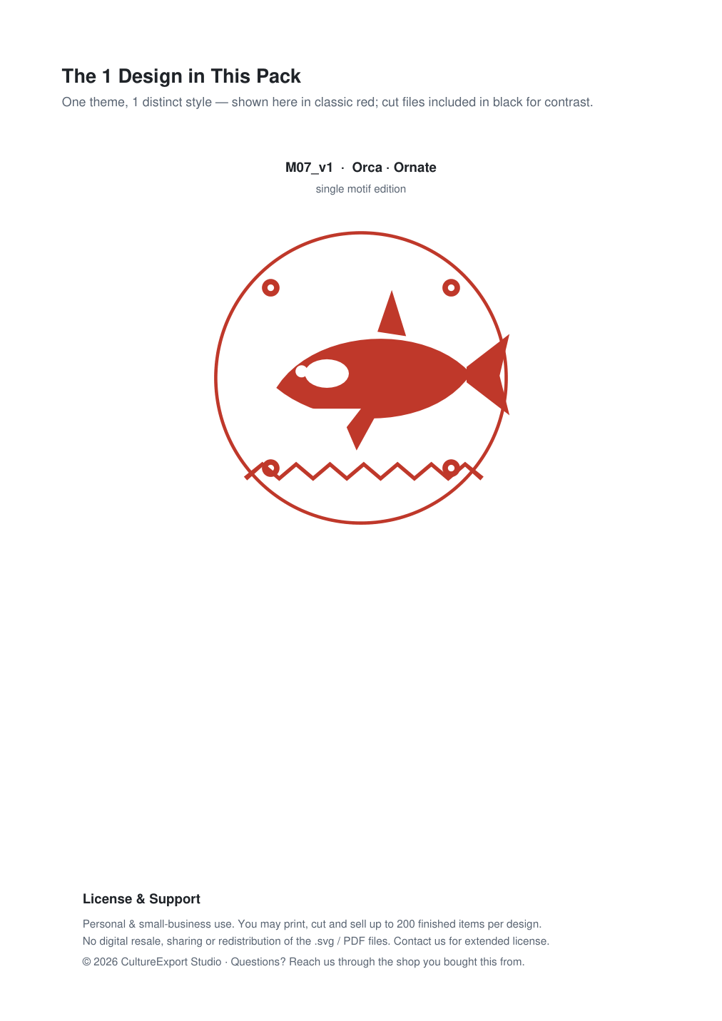 Orca Ornate Paper Cut Panel - Free SVG + PDF Pack - design