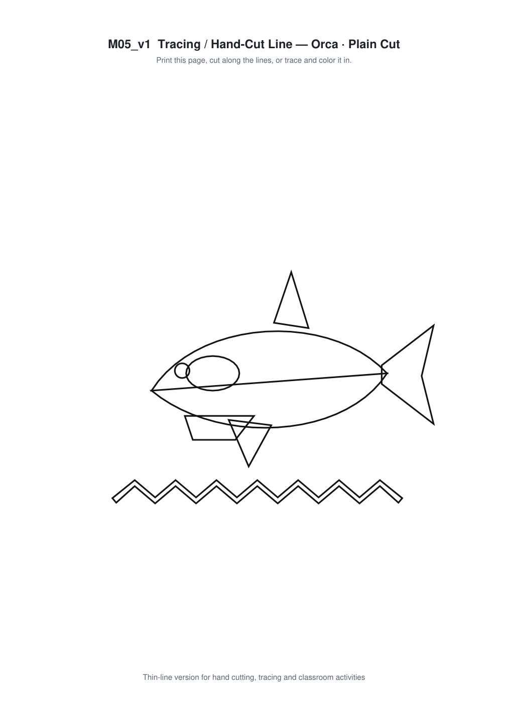 Orca Paper Cut Template - Free SVG + PDF Pack - line art