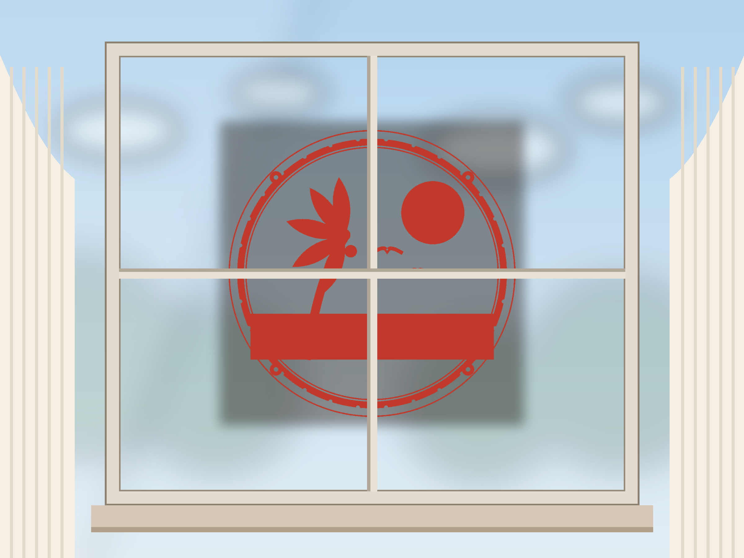 Palm Beach Window Roundel Paper Cut - Free SVG + PDF Pack - on a desk