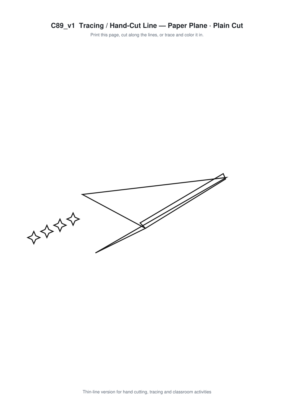 Paper Plane Paper Cut Template - Free SVG + PDF Pack - line art