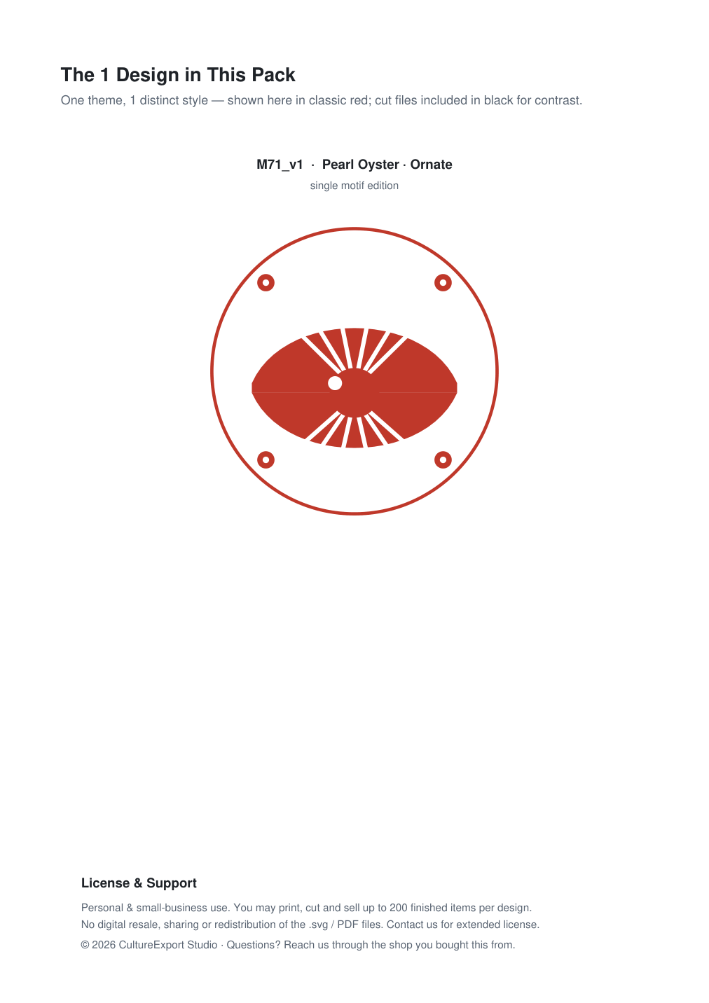 Pearl Oyster Ornate Paper Cut Panel - Free SVG + PDF Pack - design