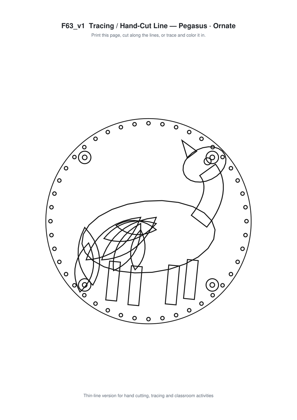 Pegasus Ornate Paper Cut Panel - Free SVG + PDF Pack - line art