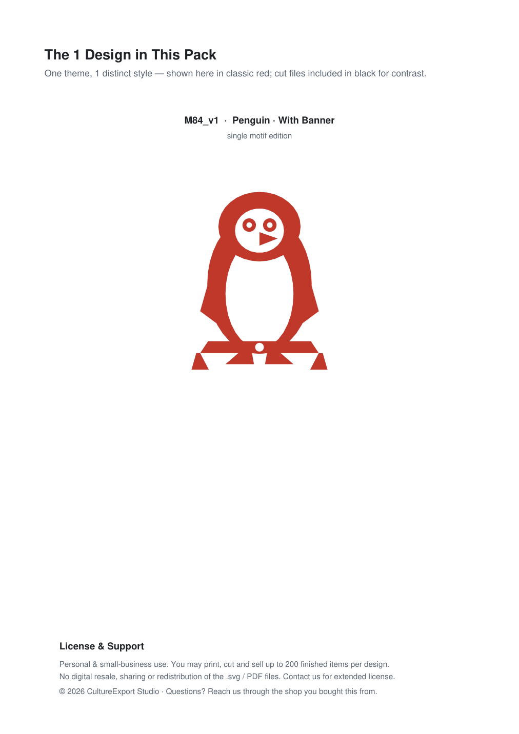 Penguin Banner Paper Cut - Free SVG + PDF Pack - design