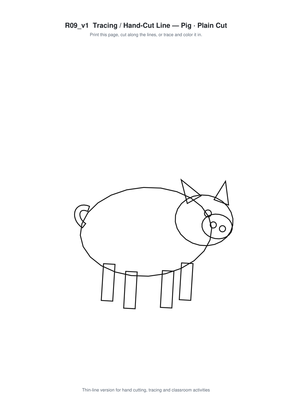 Pig Paper Cut Template - Free SVG + PDF Pack - line art