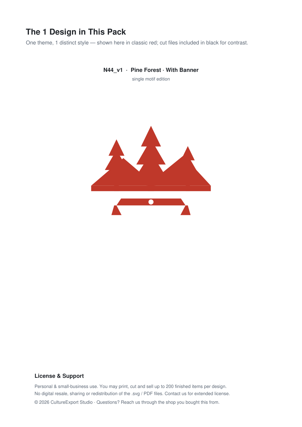 Pine Forest Banner Paper Cut - Free SVG + PDF Pack - design