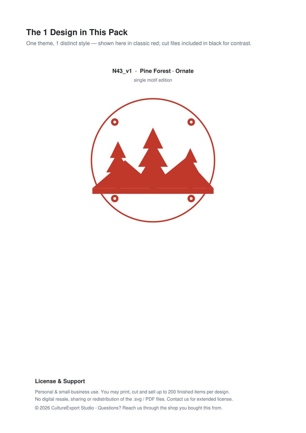 Pine Forest Ornate Paper Cut Panel - Free SVG + PDF Pack - design
