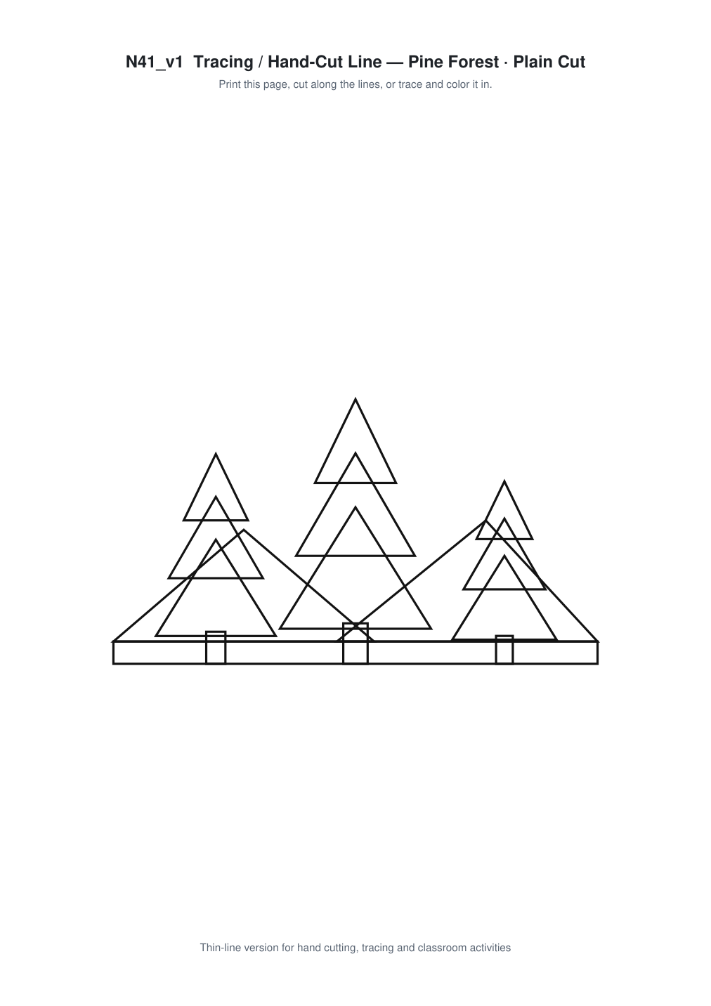 Pine Forest Paper Cut Template - Free SVG + PDF Pack - line art
