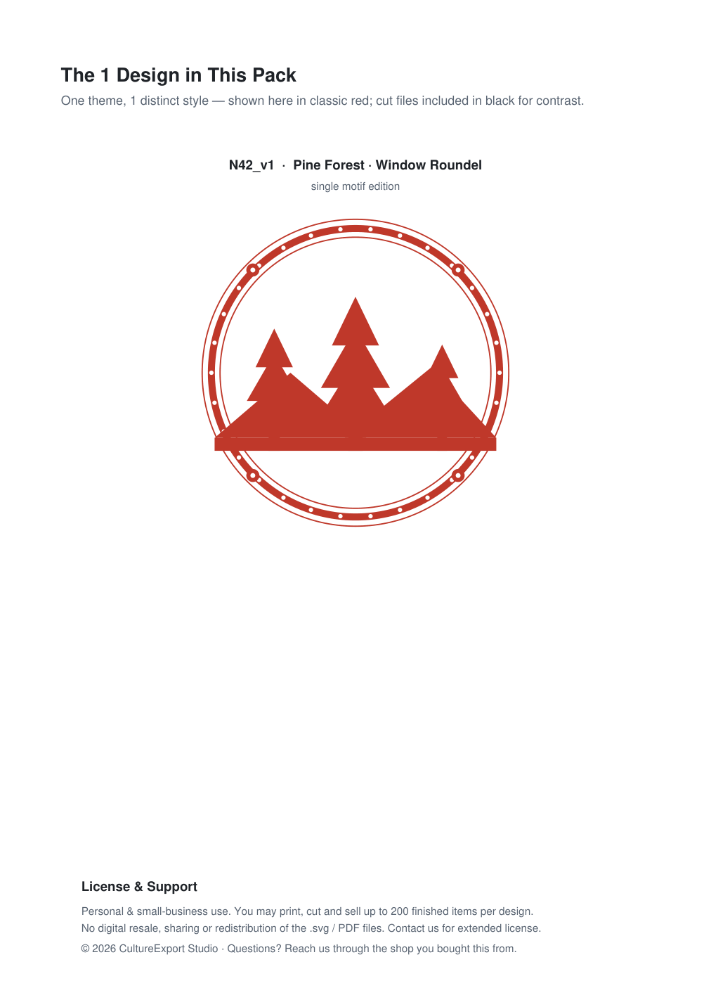 Pine Forest Window Roundel Paper Cut - Free SVG + PDF Pack - design