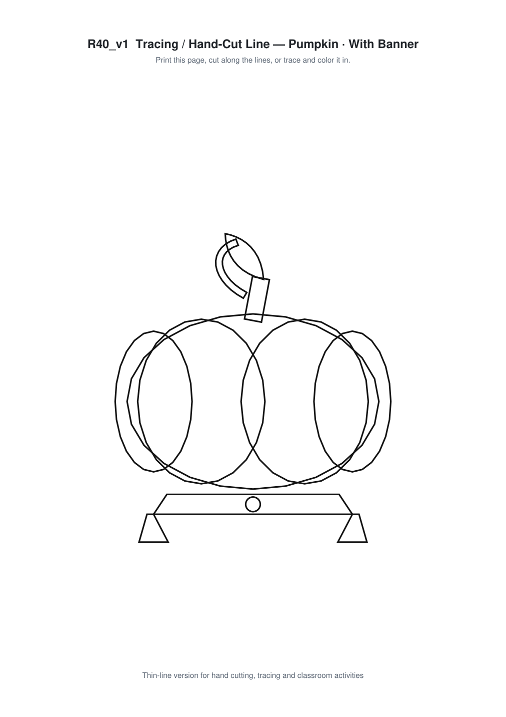 Pumpkin Banner Paper Cut - Free SVG + PDF Pack - line art
