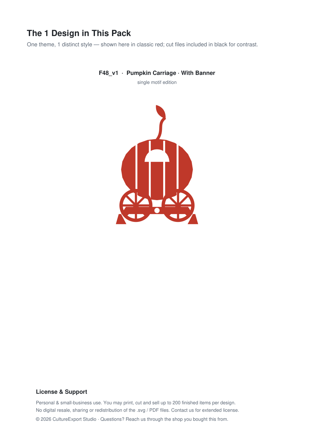 Pumpkin Carriage Banner Paper Cut - Free SVG + PDF Pack - design