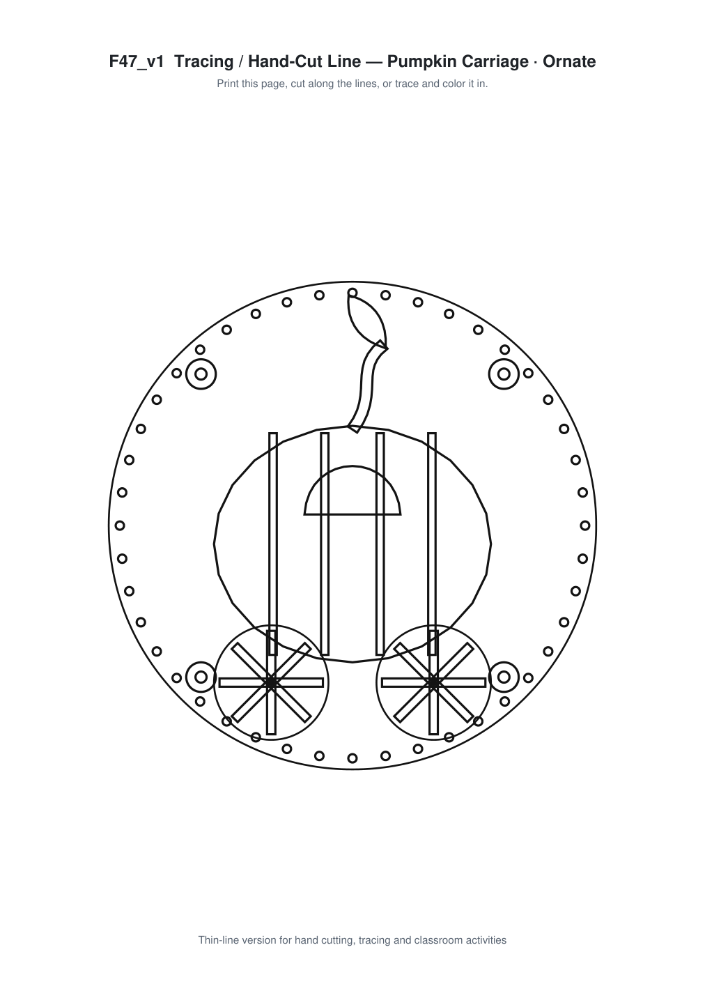 Pumpkin Carriage Ornate Paper Cut Panel - Free SVG + PDF Pack - line art