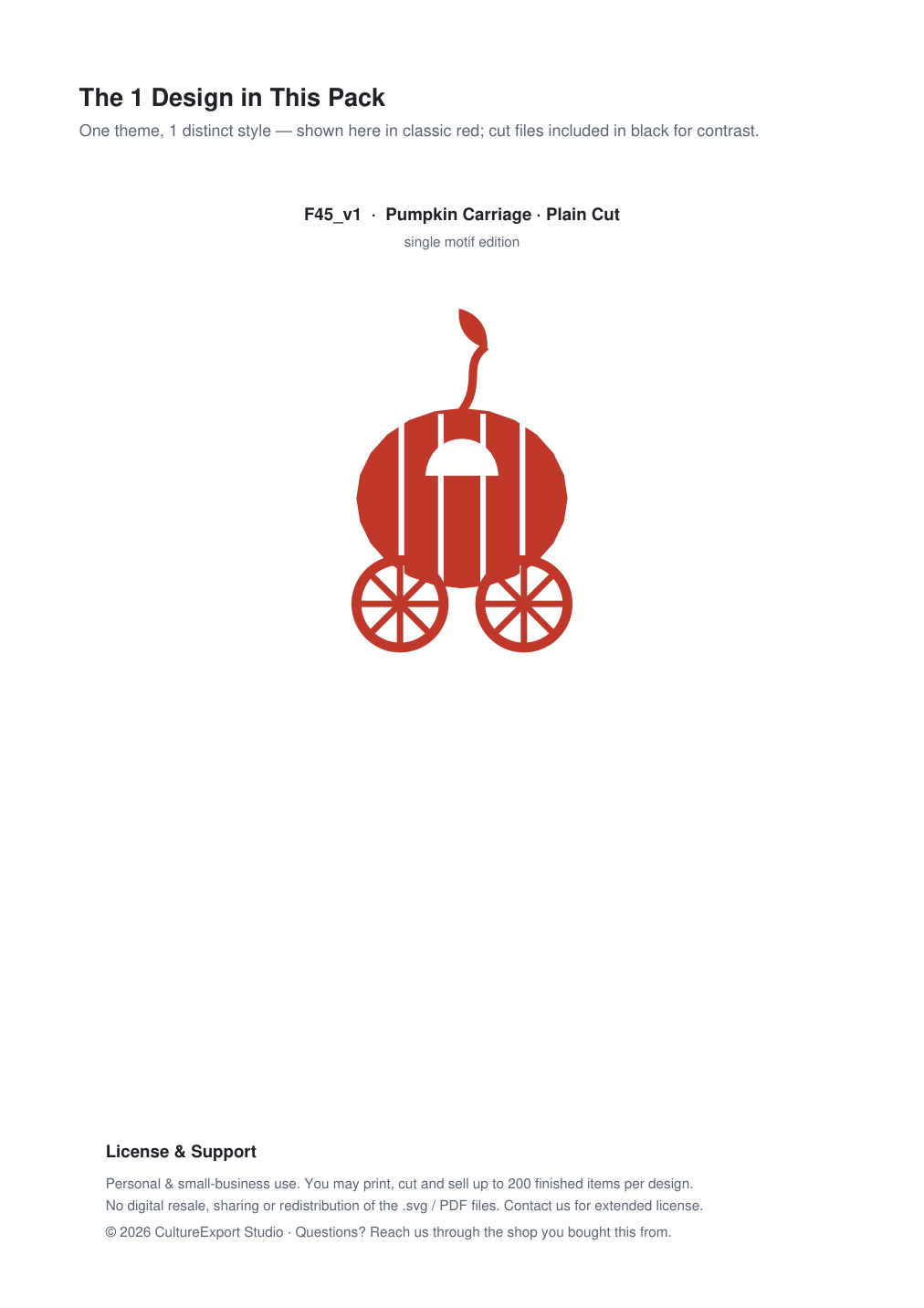 Pumpkin Carriage Paper Cut Template - Free SVG + PDF Pack - design