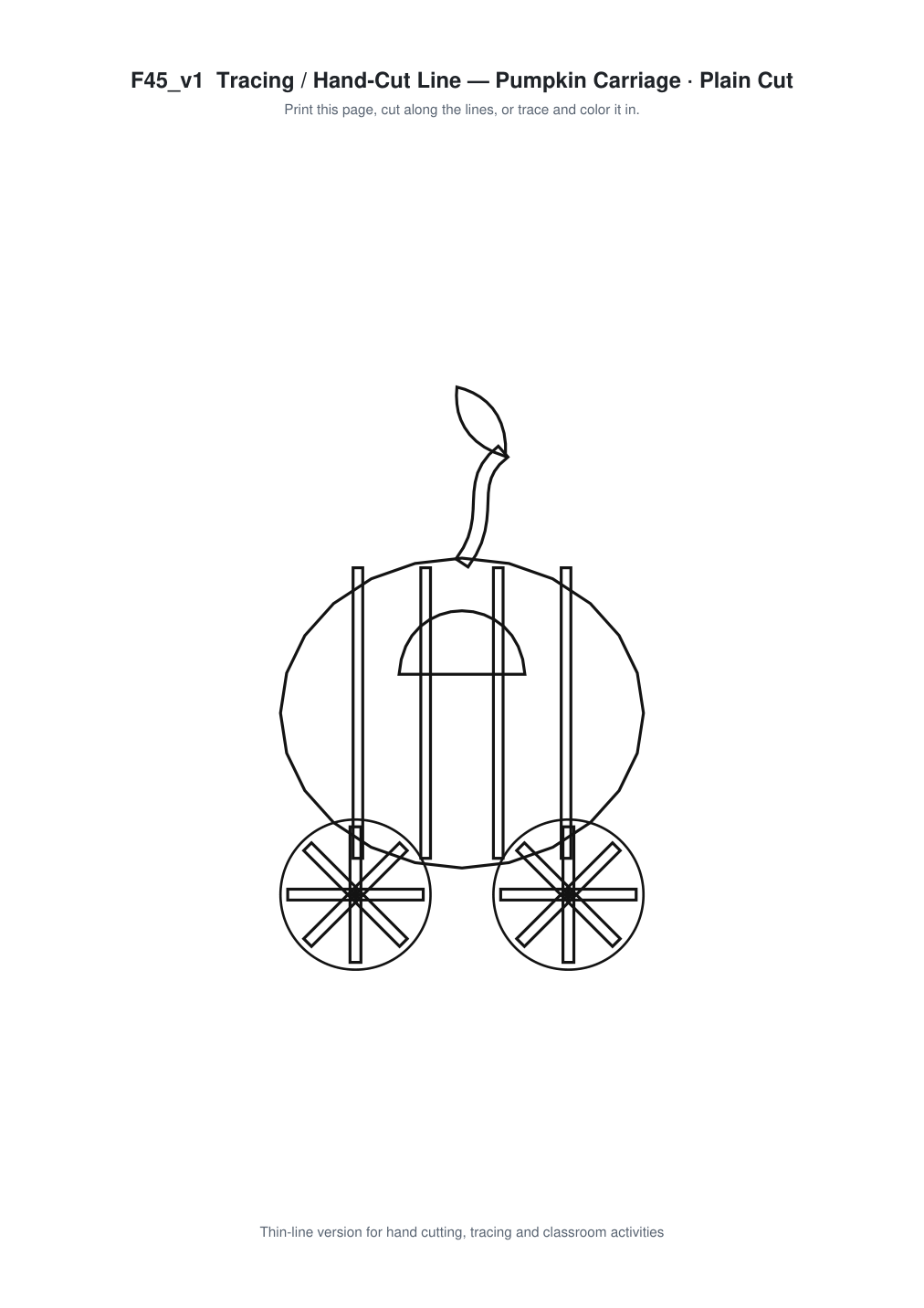 Pumpkin Carriage Paper Cut Template - Free SVG + PDF Pack - line art