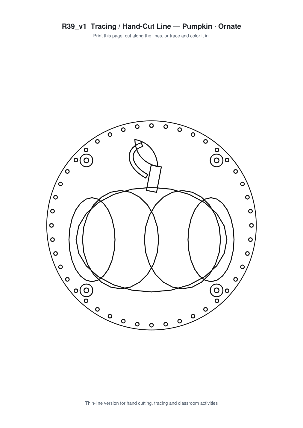 Pumpkin Ornate Paper Cut Panel - Free SVG + PDF Pack - line art