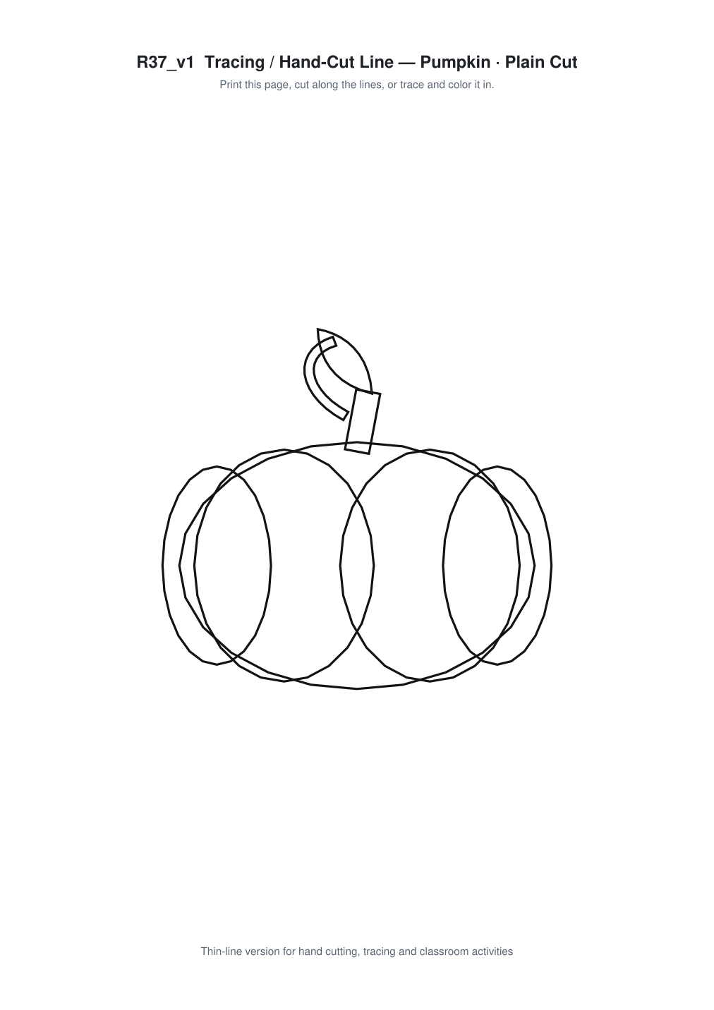 Pumpkin Paper Cut Template - Free SVG + PDF Pack - line art