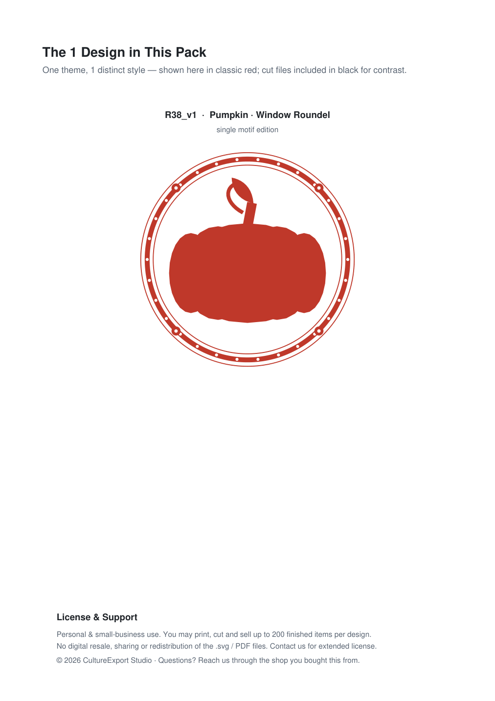 Pumpkin Window Roundel Paper Cut - Free SVG + PDF Pack - design