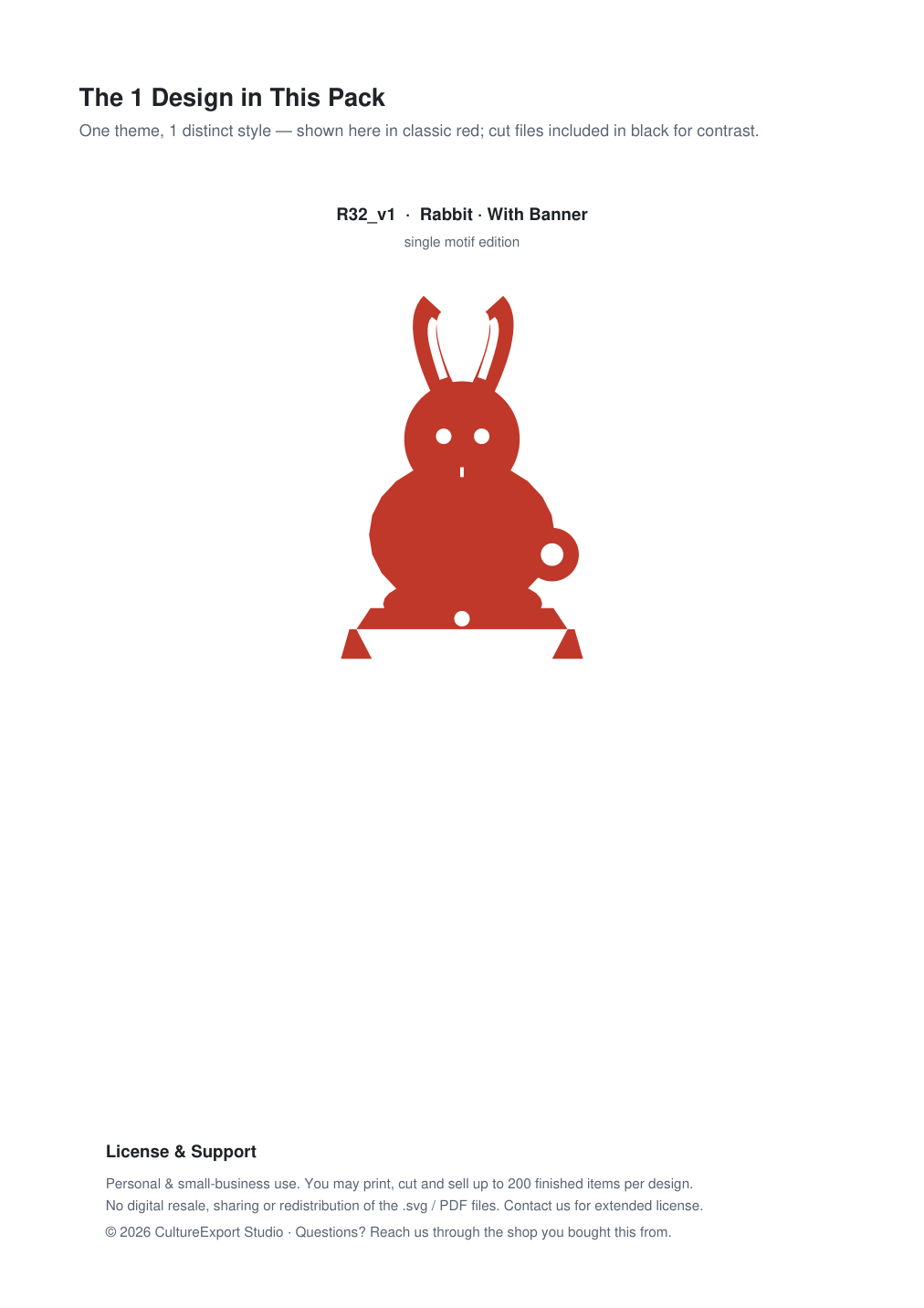 Rabbit Banner Paper Cut - Free SVG + PDF Pack - design