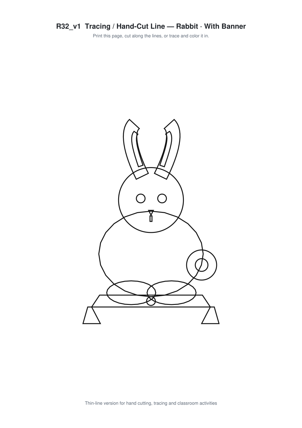 Rabbit Banner Paper Cut - Free SVG + PDF Pack - line art