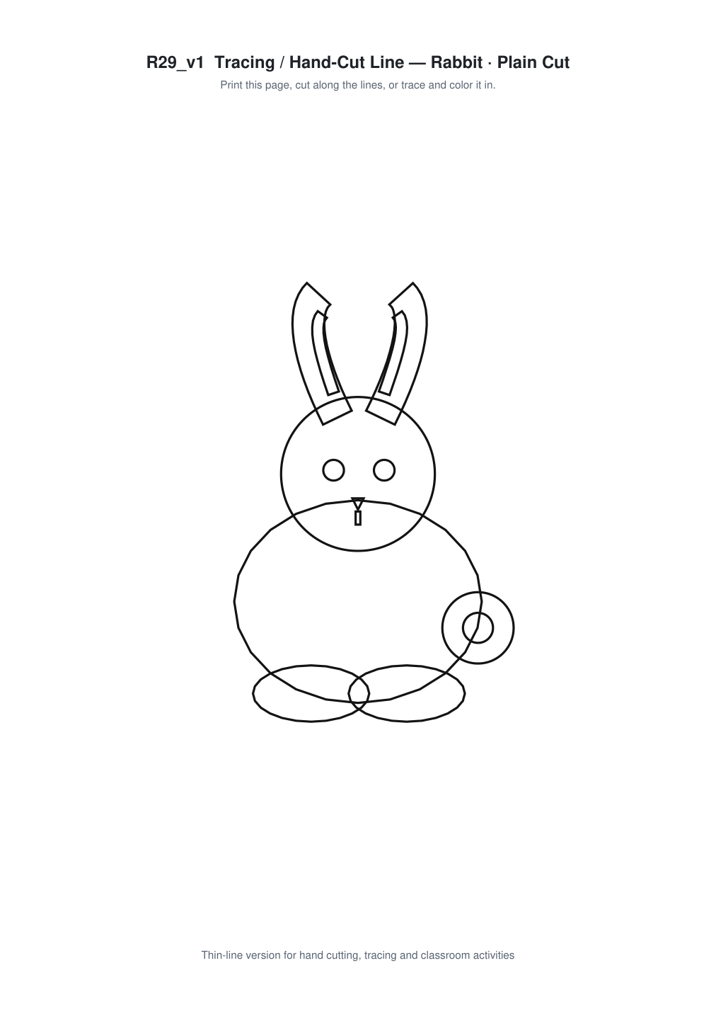 Rabbit Paper Cut Template - Free SVG + PDF Pack - line art