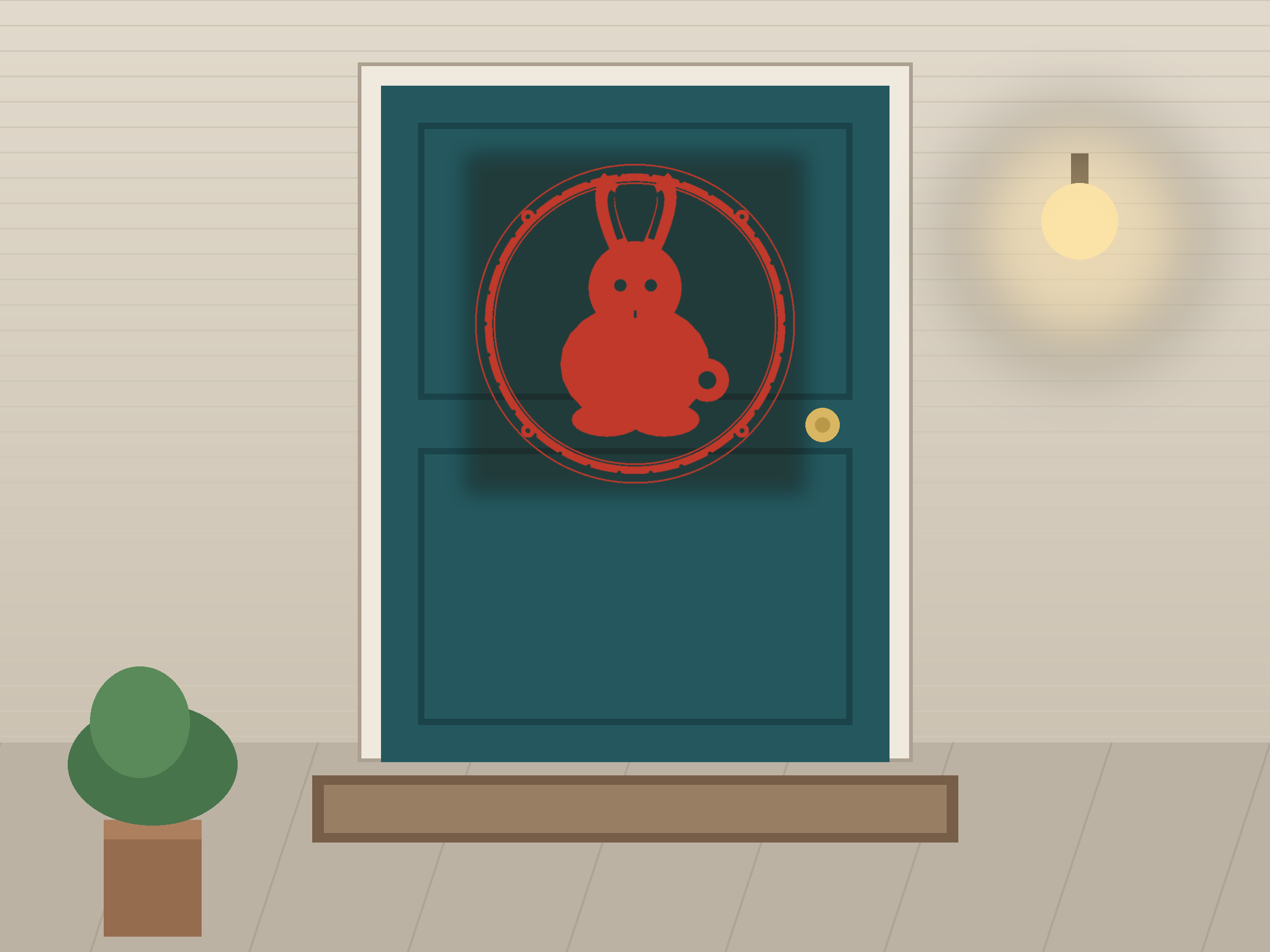 Rabbit Window Roundel Paper Cut - Free SVG + PDF Pack - on a desk