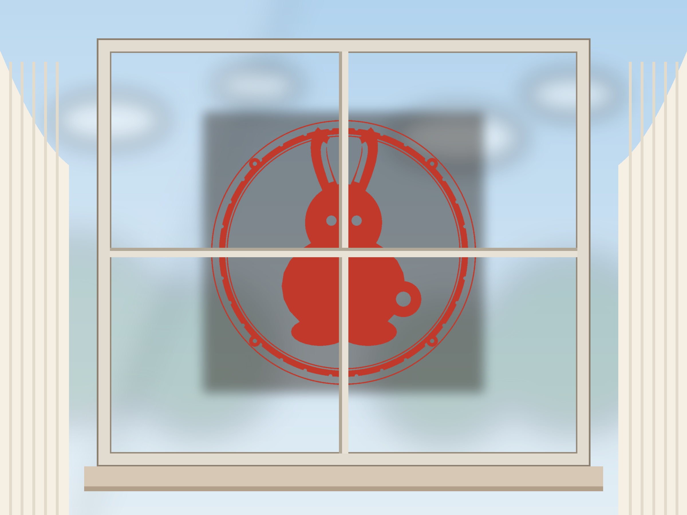 Rabbit Window Roundel Paper Cut - Free SVG + PDF Pack - wall decor