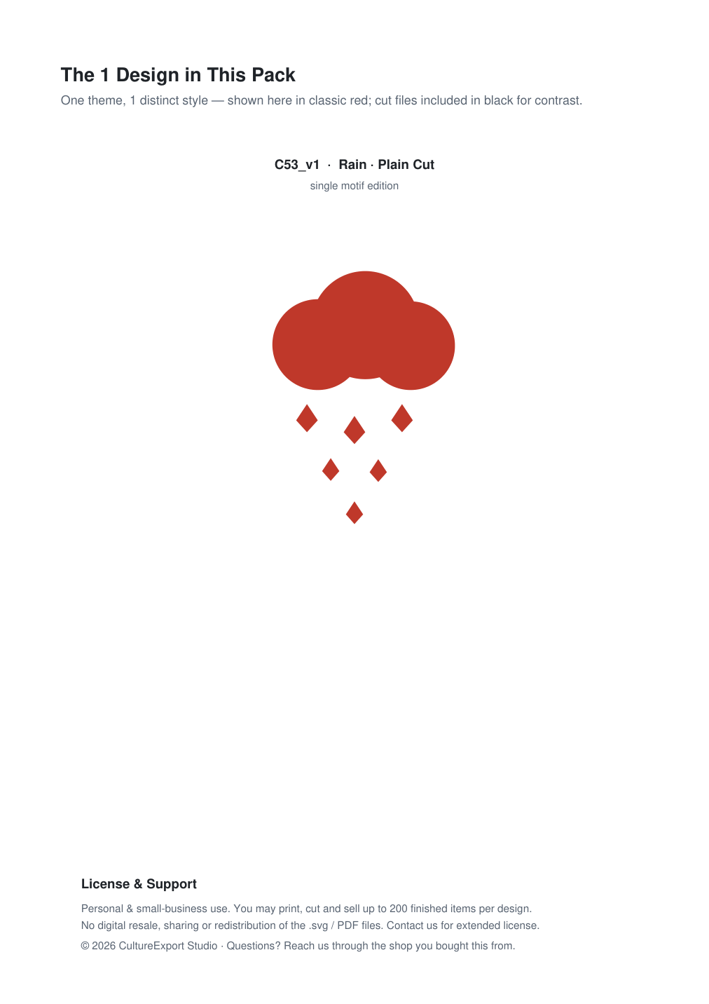 Rain Paper Cut Template - Free SVG + PDF Pack - design