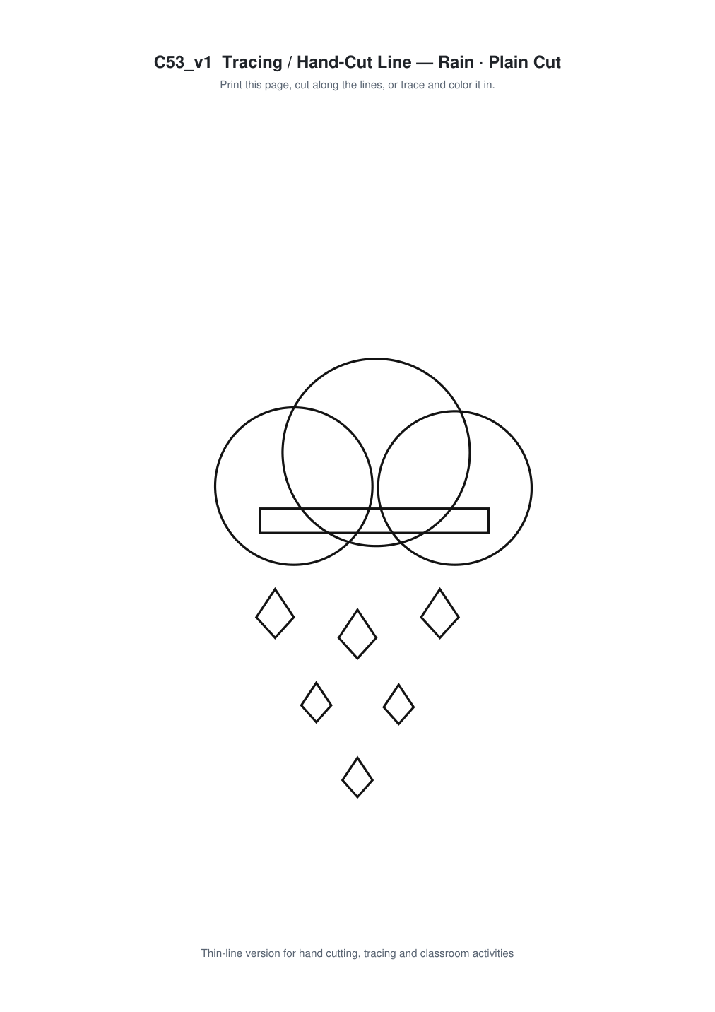 Rain Paper Cut Template - Free SVG + PDF Pack - line art