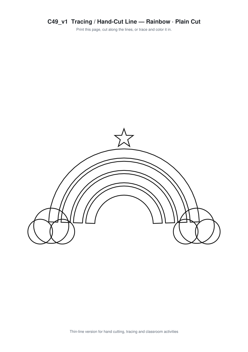 Rainbow Paper Cut Template - Free SVG + PDF Pack - line art