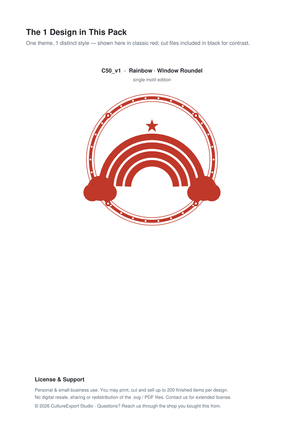 Rainbow Window Roundel Paper Cut - Free SVG + PDF Pack - design