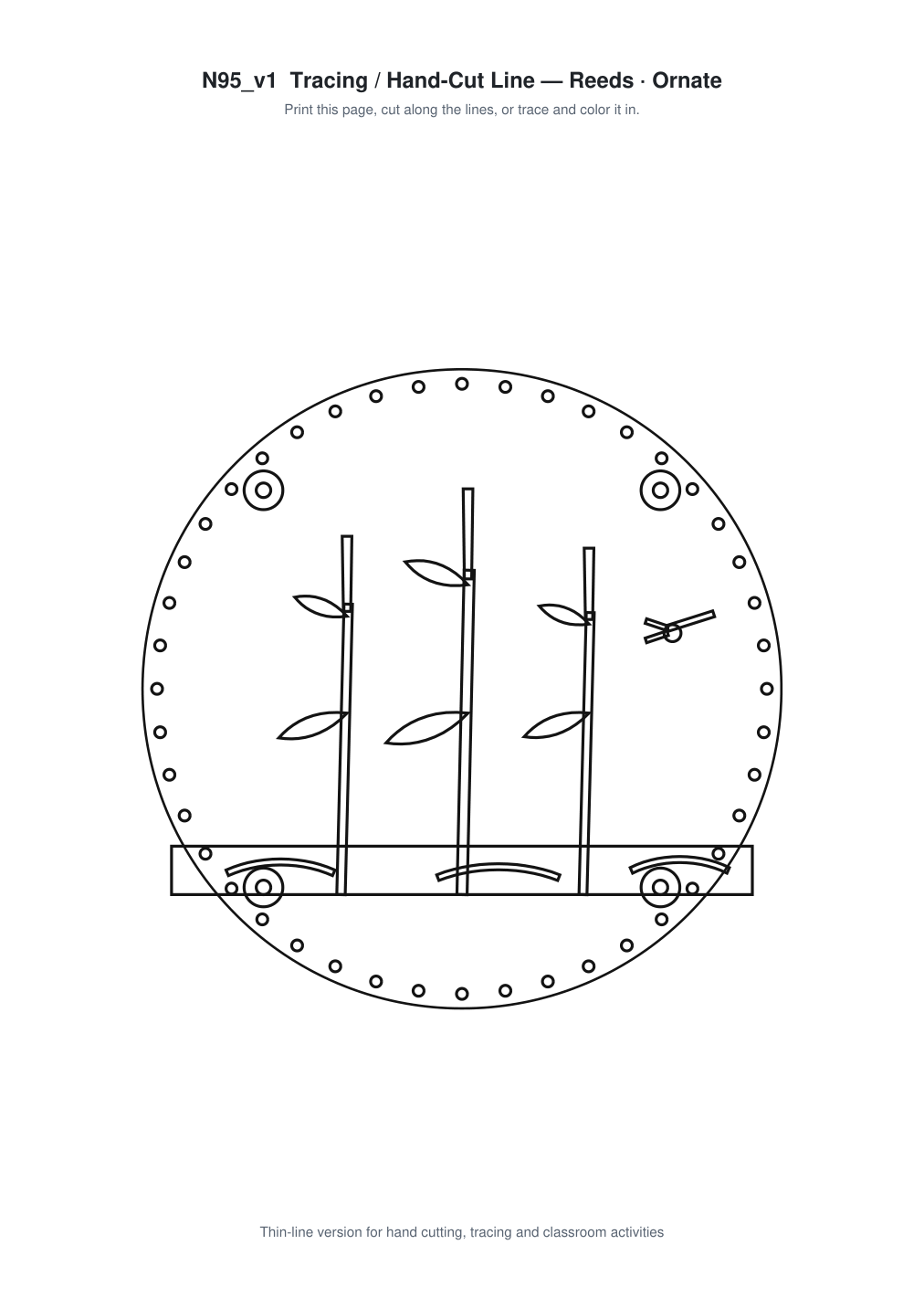 Reeds Ornate Paper Cut Panel - Free SVG + PDF Pack - line art