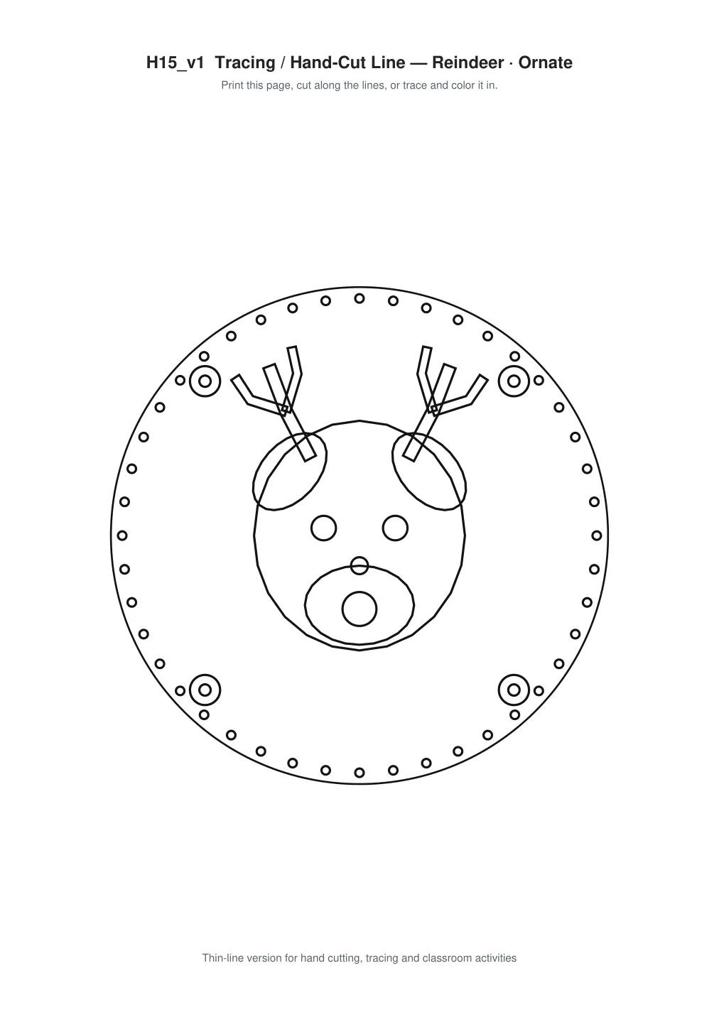 Reindeer Ornate Paper Cut Panel - Free SVG + PDF Pack - line art