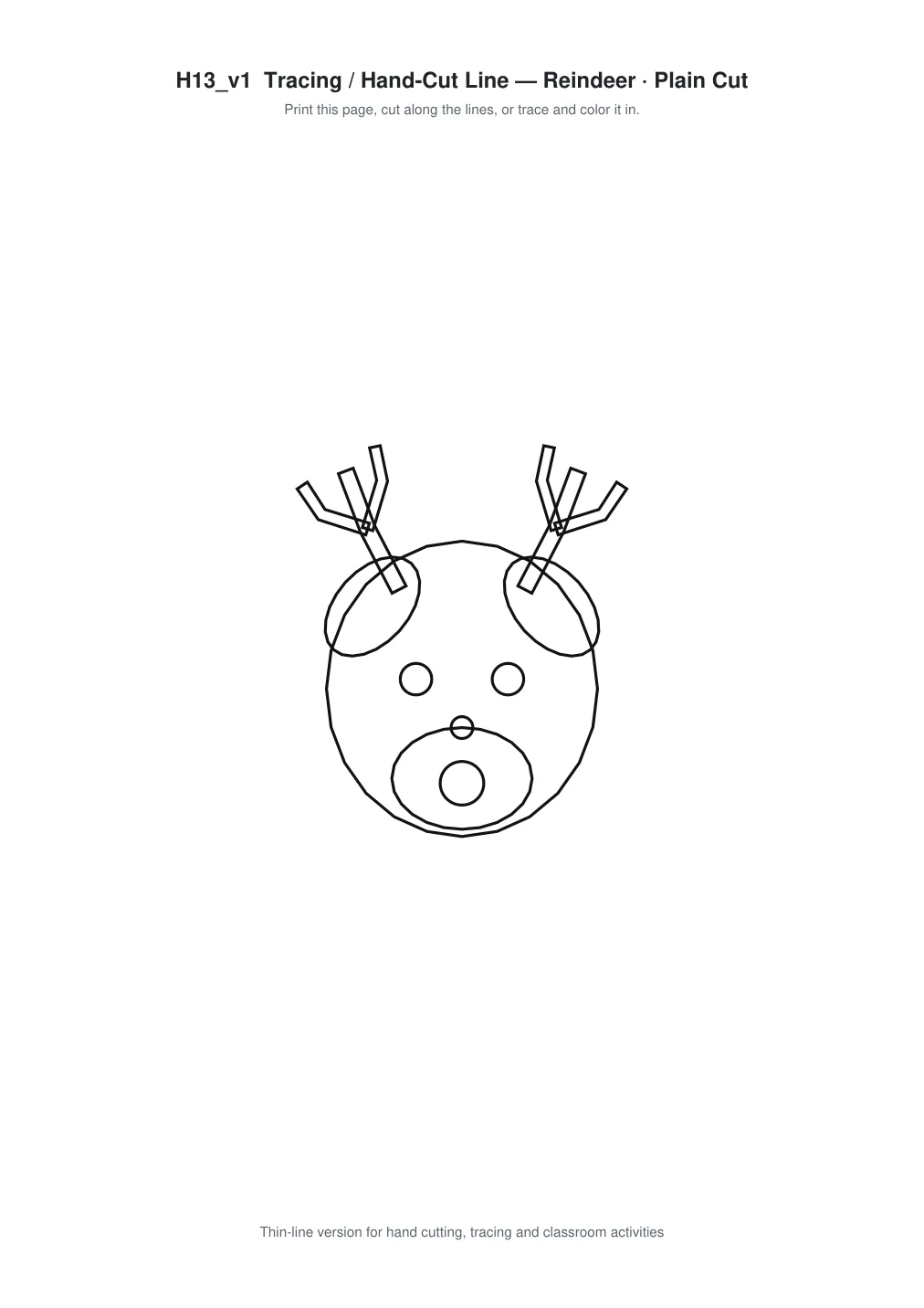 Reindeer Paper Cut Template - Free SVG + PDF Pack - line art