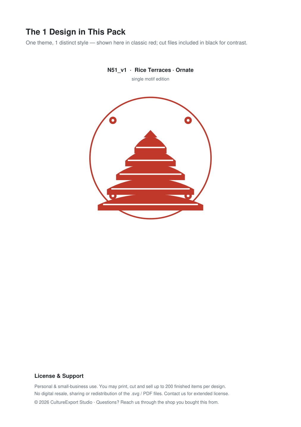 Rice Terraces Ornate Paper Cut Panel - Free SVG + PDF Pack - design