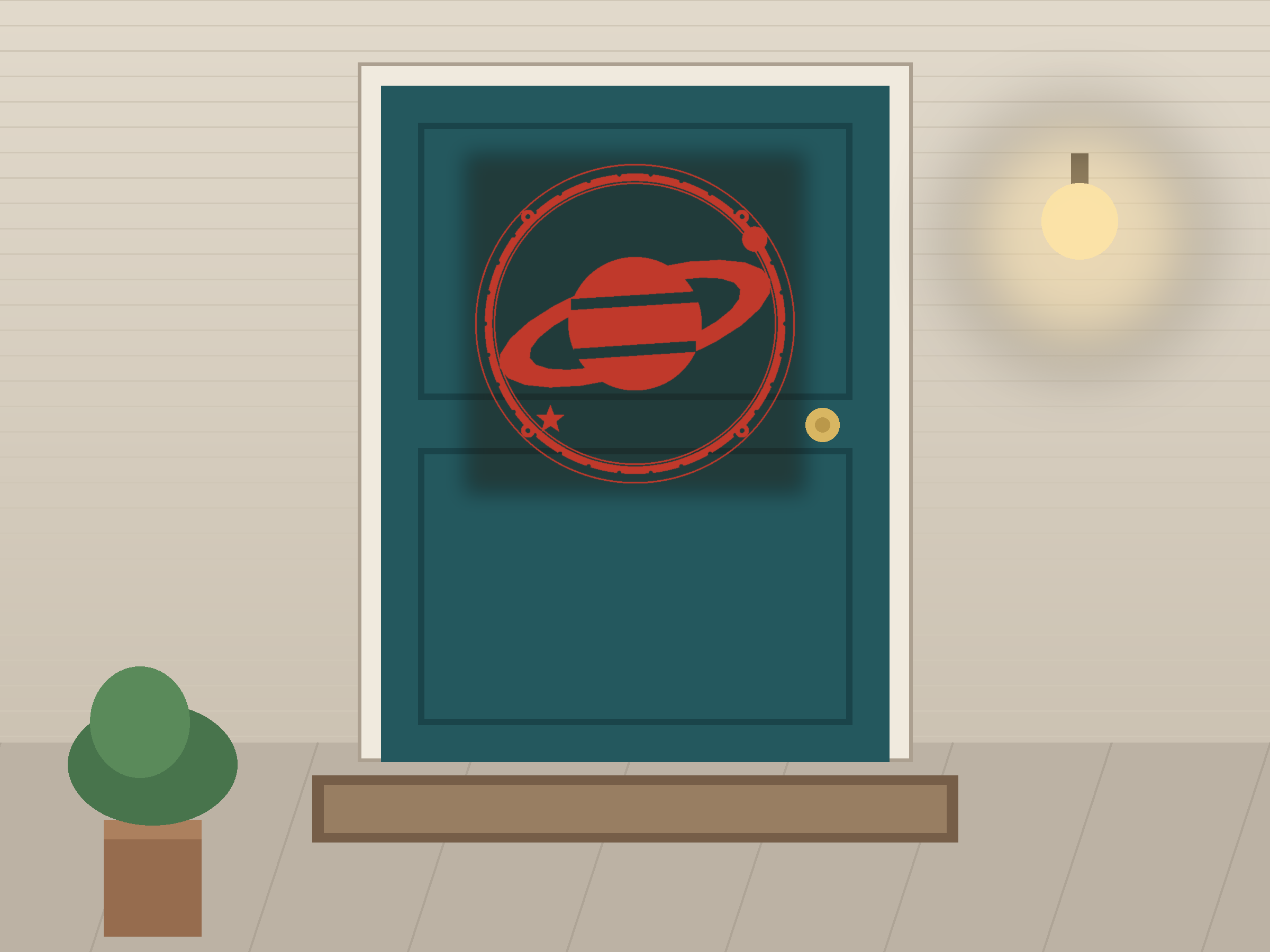 Ringed Planet Window Roundel Paper Cut - Free SVG + PDF Pack - on a desk