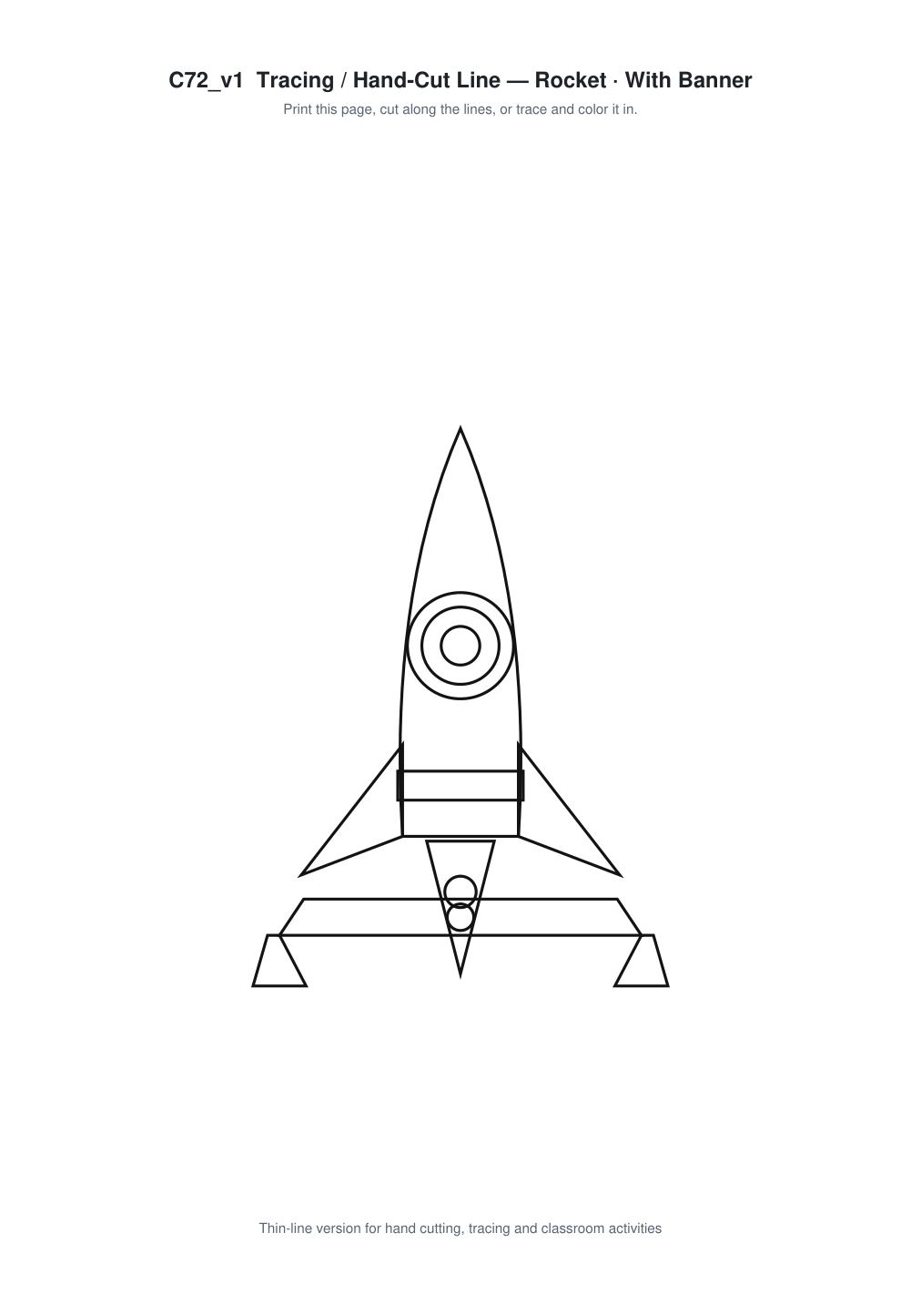 Rocket Banner Paper Cut - Free SVG + PDF Pack - line art