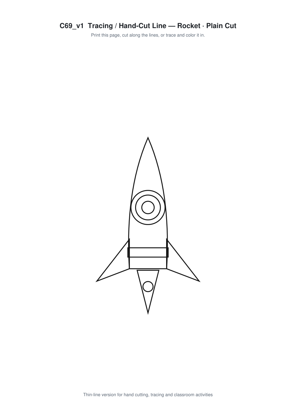Rocket Paper Cut Template - Free SVG + PDF Pack - line art